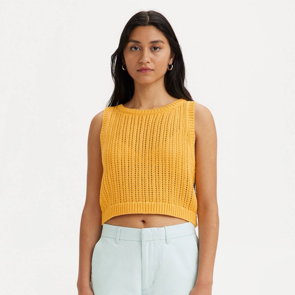 Levi’s Yellow Sleeveless Knit Top // Sweater Vest
